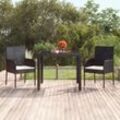 Gartentisch,Terrassentisch,Gartenmöbel mit Glasplatte Schwarz 90x90x75 cm Poly Rattan VMEC845009