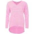 Sweatshirt ZWILLINGSHERZ Gr. L/XL, rosa, Damen, Sweatware, Obermaterial: 70% Baumwolle, 30% Polyester, unifarben, Sweatshirts, mit ausgefranstem V-Ausschnitt im Vintage Look