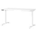 Schreibtisch Porto, elektrisch höhenverstellbar, T-Fuß, B 1400 x T 800 x H 720-1200 mm, weiß/weiß + Memory-USB-Panel