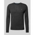 Slim Fit Strickpullover aus reiner Wolle