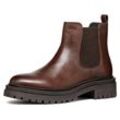 Chelseaboots GEOX "D IRIDEA B" Gr. 36, braun (dunkelbraun) Damen Schuhe Chunky Boot, Plateau Stiefelette mit modischem Blockabsatz