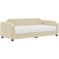 Tagesbett mit Matratze Creme 90x200 cm Stoff vidaXL