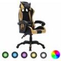 Vidaxl - Gaming-Stuhl mit rgb LED-Leuchten Gold und Schwarz Kunstleder