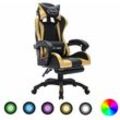 Vidaxl - Gaming-Stuhl mit rgb LED-Leuchten Gold und Schwarz Kunstleder