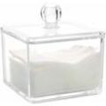 Ahlsen - Acryl-Wattestäbchen-Box, Aufbewahrungsbox, Make-up-Kosmetik-Aufbewahrungsbox für alle Ihre Kosmetika, 9,2 × 9,2 × 7,2 cm, transparent, 1