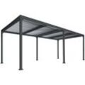 HHG - Alu Pergola 774, Lamellen-Pavillon Terrassenüberdachung, stabiles 8cm-Metall-Gestell 3x6m anthrazit