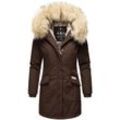 NAVAHOO Damen stylischer Wintermantel Winterparka mit Kunstfell-Kapuze Cristial