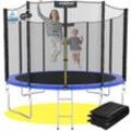 KINETIC SPORTS Trampolin Outdoor 'Salto Plus' Ø 183/244/305/366/400/430/490 cm - Komplett-Set für Kinder, USA Sprungtuch, Netz, Randpolster, Leiter - bis zu 160kg Blau-4 Ø 335 cm Ø 335 cm, Blau-4