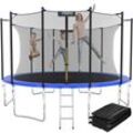 KINETIC SPORTS Trampolin Outdoor 'Salto Plus' Ø 183/244/305/366/400/430/490 cm - Komplett-Set für Kinder, USA Sprungtuch, Netz, Randpolster, Leiter - bis zu 160kg Blau-4 Ø 490 cm Ø 490 cm, Blau-4