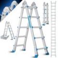 MASKO® Aluleiter Mehrzweckleiter 5,10m 4x5 Sprossen Teleskopleiter ? Multifunktionsleiter ? Aluleiter ? Klappleiter ? Anlegeleiter ? Bockleiter ? Schiebeleiter ? beidseitige Steh und Treppenleiter