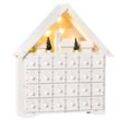 HOMCOM Adventskalender mit LED Lichtern und kleinem Dorf weiß 39B x 9T x 42H cm