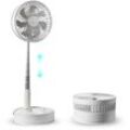 Vevor Standventilator Faltbar 198 mm Tischventilator Lüfter 294 cmf Ventilator mit 4 Geschwindigkeitsstufen Akku Ventilator Oszillierend 7200 mAh für