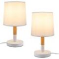 GBLY Nachttischlampe 2er Set Tischlampe Wohnzimmer - Tischleuchte Holz E27 Fassung Bedside Lamp Schlafzimmer Weiß Landhausstil Nachttischleuchte