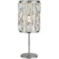 Tischlampe Metall Glas E14 D: 19,5 cm rund 47 cm Chrom Art Déco Tischleuchte