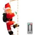 MONZANA® LED Weihnachtsmann Leiter XL 90cm für In-/Outdoor Timer 8 Leuchtfunktionen dimmbar Santa Claus Nikolaus Weihnachtsdeko Weihnachtsfigur