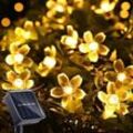 Solar-Lichterkette, Kirschblüten-Fee, 7 m, 50 LEDs, 8 Modi, Garten, Weihnachten, Terrasse, Innendekoration, Warmweiß