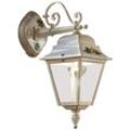 Licht-erlebnisse - Wandlampe außen Aluminium E27 IP43 44 cm hoch in Weiß Gold antik Efeu Dekor Rustikal