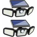 Solarlampe für den Außenbereich, (2er-Pack) 74 LED, wasserdicht IP65, 360° Weitwinkelbeleuchtung, Solarleuchte mit Bewegungssensor, für Garten,