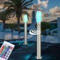 2er Set LED Außenstehlampen 1x Stehleuchte mit Bewegungsmelder Garten Wegeleuchte Edelstahl Außenlampe, E27 RGB LED warmweiß dimmbar, Garten