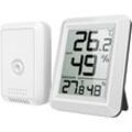 Memkey - Innen- und Außenthermometer, angeschlossenes Thermometer mit kabellosem Außensensor, digitales Hygrometer-Thermometer mit großem