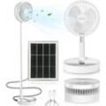 Leiser Standventilator, solarbetriebener Ventilator und wiederaufladbarer USB-Akku, höhenverstellbarer und klappbarer Tischventilator, tragbarer