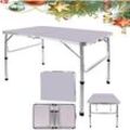 90/3ft Klapptisch Gartentisch höhenverstellbar, Aluminium-Camping-Tisch