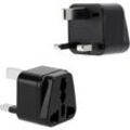 2x Steckdosenadapter in Schwarz - 2er Set Reiseadapter Typ G für Steckdosen für Deutschland, Italien, Spanien, Frankreich - Konverter-Umwandlungsgerät