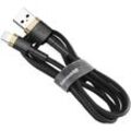 Baseus Cafule Cable durabel Kabel mit Nylon geflochtenes Ladekabel USB / Lightning QC3.0 1.5A 2M schwarz-golden (CALKLF-CV1)