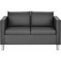 GOPLUS 2 Sitzer Sofa, 2er Couch mit 2 Kissen, Sofagarnitur Bezug aus Kunstleder, Metallbeine, Innerer Holzrahmen, mit Schaumstoff Gepolstert, mit 120