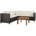 4-tlg. Garten-Lounge-Set mit Kissen Poly-Rattan Braun vidaXL