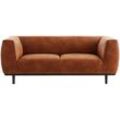 Miliboo - Design-Sofa aus Leder in Antikoptik Cognacbraun 2/3-Sitzer morris