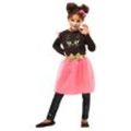 Kinderkleid "Katze", pink/schwarz