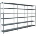 Steckregal SCHULTE REGALWELT "Stecksystem Grund- und 2x Anbauregale", silber (silberfarben), B:340cm H:230cm T:35cm, Stahl, Regale, Metall verzinkt, 2300x3400x350 mm, 18 Böden