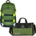 Schulrucksack NEOXX "All about Neon Rucksack & Sporttasche", Kinder, Gr. B/H/T: 31cm x 45,5cm x 24cm, grün (about neon), Polyester, Rucksäcke, aus recycelten PET-Flaschen