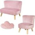 Kindersitzgruppe ROBA "Lil Sofa" Sitzmöbel-Sets Gr. Samt, bunt (rosa, mauve) Kinder bestehend aus Kindersofa, Kindersessel und Dekokissen in Wolkenform