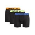 Boxershorts NIKE UNDERWEAR "BOXER BRIEF 3PK", Herren, Gr. L (50), blk, hypr ryl, vlt, tot ornge wb, Jersey, Obermaterial: 90% Polyester, 10% Elasthan, kontrastfarbene Details, körpernah, Unterhosen, mit NIKE Logo-Elastikbund