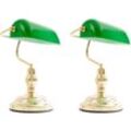 Etc-shop - 2x Nostalgie Antik Retro Banker Lampe Leuchte Schreibtischlampe Beleuchtung Antique grün