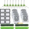 Ahlsen - 20er-Pack Ersatzteile für Irobot Roomba I7 I7+ I3 I3+ I4 I4+ I6 I6+ I8 I8+ J7 J7+/plus E5 E6 E7 Staubsauger, 2 Gummibürsten 6 Hepa-Filter