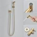 Bidet Toilettensprüher, Hand Bidet Sprayer,Bidet Handbrause,Gebürstet Gold Edelstahl Duschkopf Bidet Armaturen für Haustierbad/Körperpflege/WC