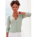 Strickjacke LASCANA Gr. 32/34, grün (mint) Damen Strickjacken aus weicher Rippware, figurbetonter Cardigan, Basic