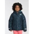 Schneejacke SCOUT "SNOWY", Kinder, Gr. 92/98, blau (marine türkis bedruckt), Web, Obermaterial: 100% Polyester. Futter: 100% Polyester. Wattierung: 100% Polyester, bedruckt, sportlich, Langarm mit innenliegendem Gummizug, Jacken, mit wärmender Thermowattierung