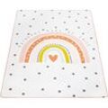 Kinderteppich PACO HOME "Chicos 552" Teppiche Gr. B: 155cm, 2mm, L: 230cm, beige Kinder Flachgewebe, niedlich, Design, Motiv Regenbogen, Pastell-Farben