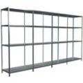 Steckregal SCHULTE REGALWELT "Stecksystem Grund- und 3x Anbauregale", silber (silberfarben), B:400cm H:180cm T:35cm, Stahl, Regale, Metall verzinkt, 1800x4000x350 mm, 16 Böden