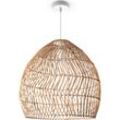 PACO HOME Pendelleuchte "ORNA", weiß, Ø 40cm H: 41cm, Lampen, Pendellampe Rattan Korb Boho Modern Esszimmerlampe Natur Vintage E27