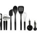 Küchenorganizer-Set KITCHENAID, schwarz, H:10,5cm L:35cm T:27,5cm, Kunststoff, Küchenhelfer-Sets, Starter-Set für den täglichen Gebrauch, Nylon, hitzebeständig