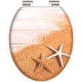 WC-Sitz WELLTIME "Seestern", bunt (sand, cognac, naturweiß), B:37,5cm L:45cm, MDF - Mitteldichte Holzfaserplatte, WC-Sitze, mit Absenkautomatik, MDF, kratzfest