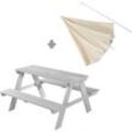 Garten-Kindersitzgruppe ROBA "Picknick for 4 Outdoor +", grau, Sitzmöbel-Sets, Kinder, B/H/T: 89cm x 175cm x 84,5cm, Kindgerechte Sitzhöhe-mit schattenspendendem Schirmset, Massivholz, grau, mit Sonnenschirm, B:89cm H:175cm T:84,5cm