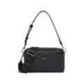 Umhängetasche CALVIN KLEIN "CK MUST CONV CAMERA BAG_CAVIAR", Damen, Gr. B/H/T: 22cm x 14cm x 7,5cm, schwarz, Lederimitat, Taschen, Schultertasche, Trageriemen, Schulterriemen abnehmbar, Handtasche