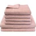 Handtuch Set DYCKHOFF "Bridge", rosa (rose), 6 St., Walkfrottier, Walkfrottier, Obermaterial: 100% Baumwolle, Handtücher (Packung), 4 Handtücher (50x100cm), 2 Duschtücher (70x140cm)