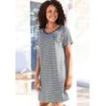 Sleepshirt VIVANCE DREAMS, Damen, Gr. 32/34, N-Gr, blau (dunkelblau), Single Jersey, Obermaterial: 100% Baumwolle, gestreift, bestickt, bedruckt, casual, bequem mini, Rundhals, Kurzarm Raglanärmel, Kleider